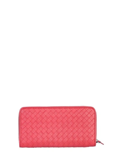 Shop Bottega Veneta Zip Wallet In Red