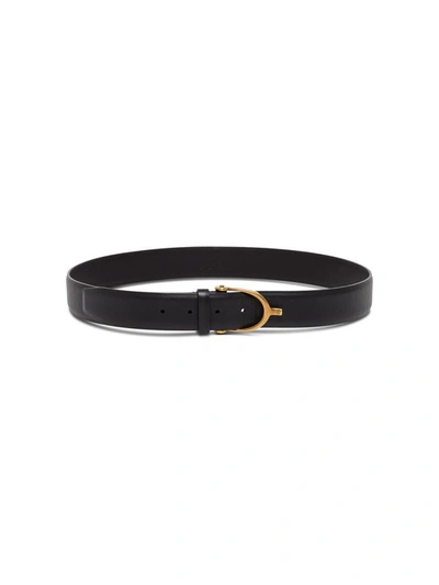 Shop Gucci Black Leather Belt With Golden Buckle