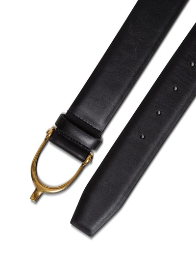 Shop Gucci Black Leather Belt With Golden Buckle