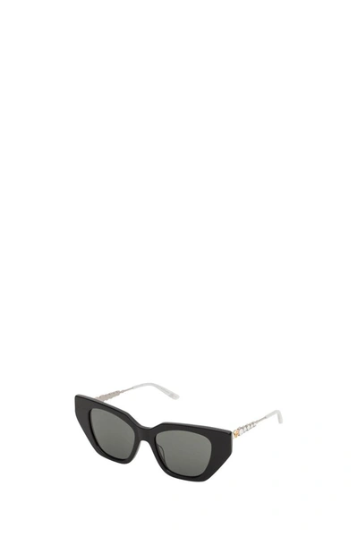 Shop Gucci Bamboo Effect Cat-eye Sunglasses In Black