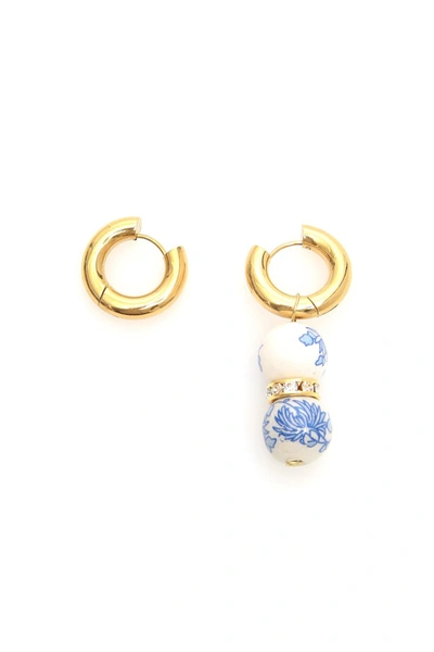 Shop Timeless Pearly Single Pendant Earrings In White Blue Gold