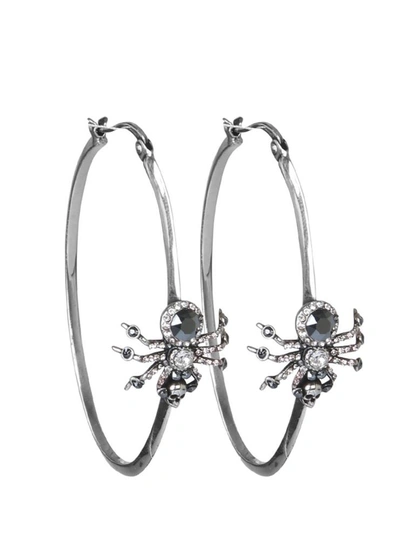 Shop Alexander Mcqueen Spider Earrings In Silver