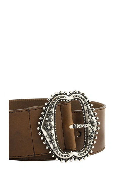 Shop Etro Leather Belt In Brown