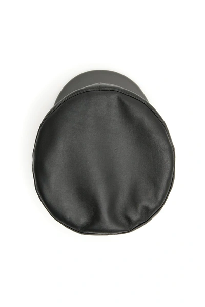 Shop Ruslan Baginskiy Baker Boy Leather Hat In Black