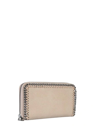 Shop Stella Mccartney Zip Around Falabella Wallet In Beige