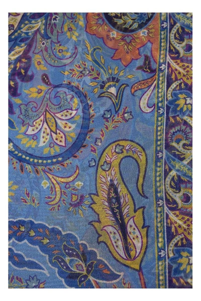 Shop Etro Silk Shawl With Floral Paisley Print Calcutta In Multicolor