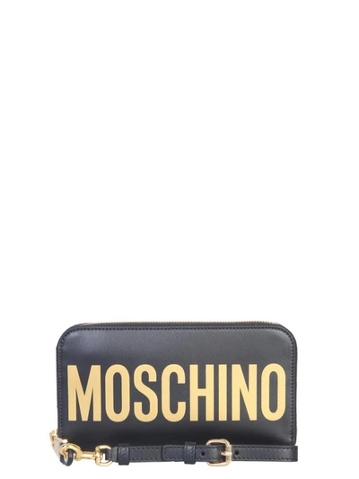 Shop Moschino Long Wallet With Maxi Logo In Black
