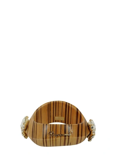 Shop Dsquared2 Wooden Bracelet In Brown