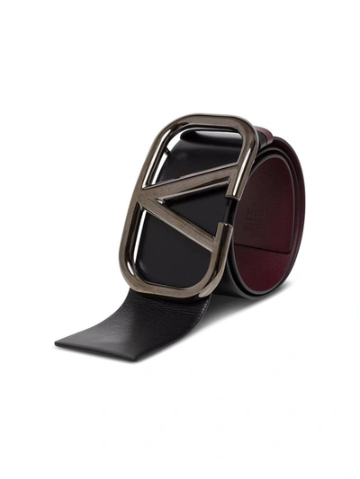 Shop Valentino Vlogo High Reversible Leather Belt With Buckle In Black