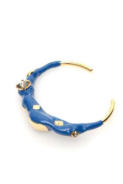 Shop Marni Metal And Enamel Cuff Bracelet In Blue