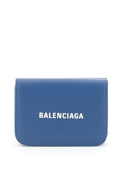 Shop Balenciaga Cash Mini Wallet In Denim Blue