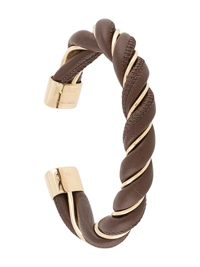 Bottega Veneta Outlet: Twist bracelet in nappa leather and silver