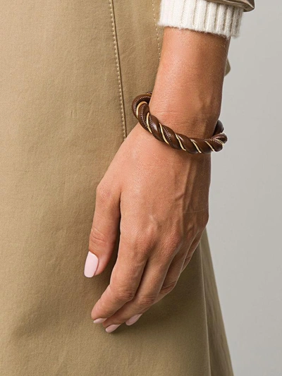 Bottega Veneta Outlet: Twist bracelet in nappa leather and silver