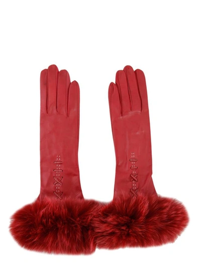 Shop Sermoneta Gloves Leather Gloves In Red