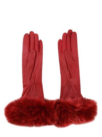 Shop Sermoneta Gloves Leather Gloves In Red
