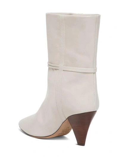 Shop Isabel Marant Lilet Boots In Smooth Leather In White