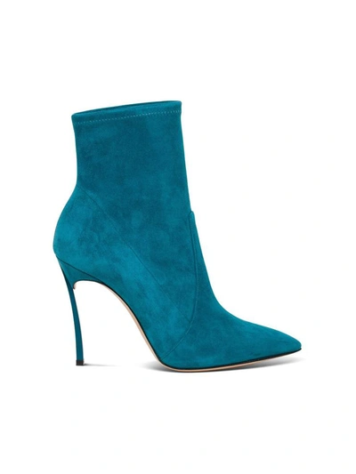 Shop Casadei Blade Suede Ankle Boot In Light Blue