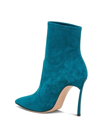 Shop Casadei Blade Suede Ankle Boot In Light Blue