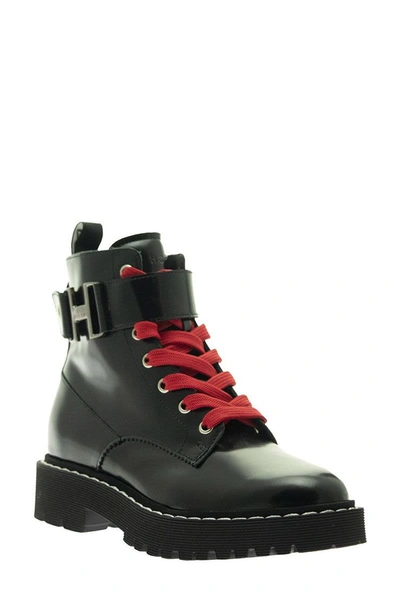 Shop Hogan Combat Boots Black