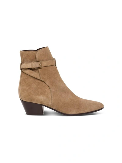 Shop Saint Laurent Suede Ankle Boots In Brown