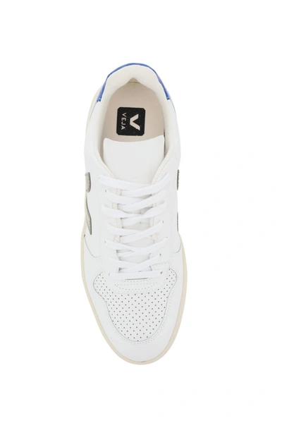 Shop Veja V-10 Leather Sneakers In Extra White_kaki_indigo