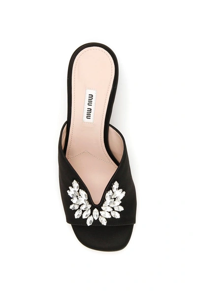 Shop Miu Miu Crystal Mules In Nero