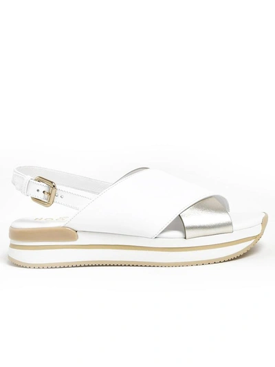 Shop Hogan Sandali H257 Argento In White