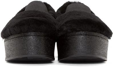Shop Opening Ceremony Black Shearling Slip-on Sneakers