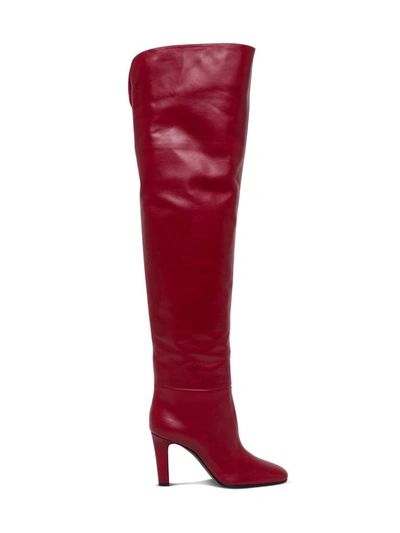 Shop Saint Laurent Jane Boots In Red