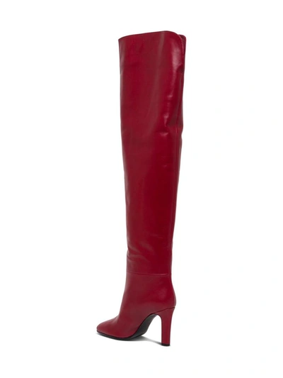 Shop Saint Laurent Jane Boots In Red