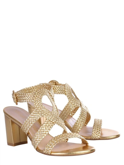 Shop Stuart Weitzman "vicky" Sandals In Gold