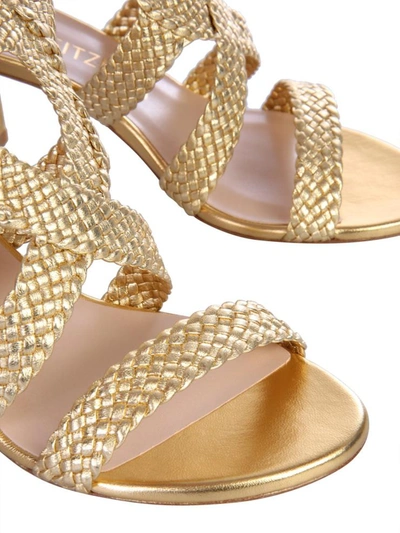 Shop Stuart Weitzman "vicky" Sandals In Gold