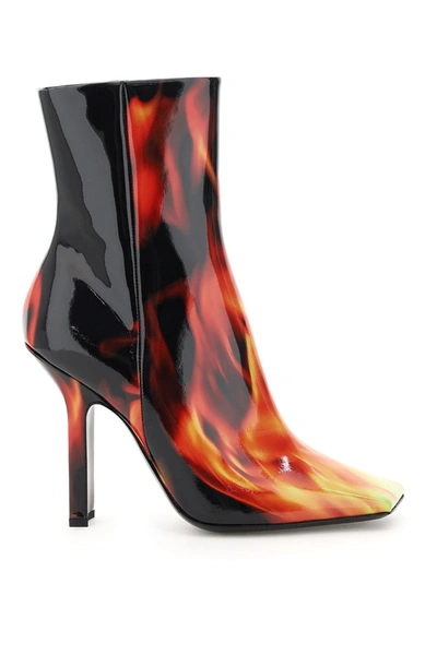 Shop Vetements Flames Print Boomerang Boots In Black