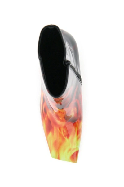 Shop Vetements Flames Print Boomerang Boots In Black