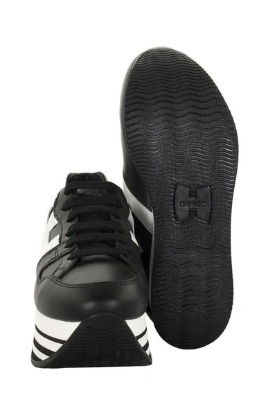Shop Hogan Maxi H222 Leather Sneakers In Black/white