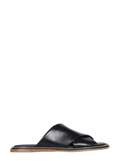 Shop Brunello Cucinelli Crossover Sandals In Black