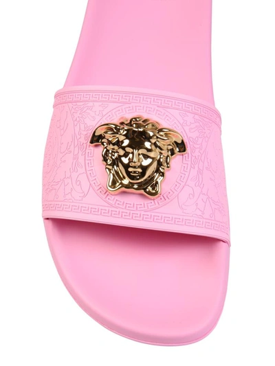 Shop Versace Slide Sandals In Pink