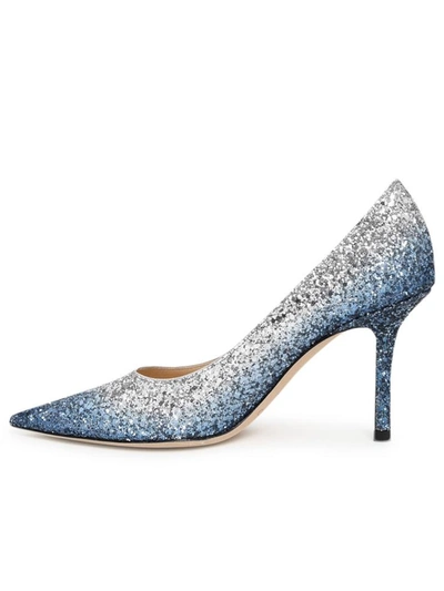 Shop Jimmy Choo Decollete Love 85 Blu/argento In Blue