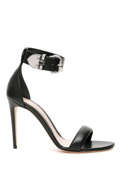 Shop Alexander Mcqueen Buckled Sandals In Black Silver