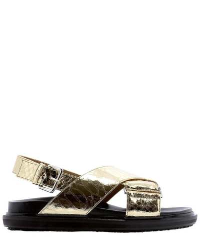 Shop Marni "fussbett" Sandals In Gold