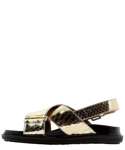 Shop Marni "fussbett" Sandals In Gold