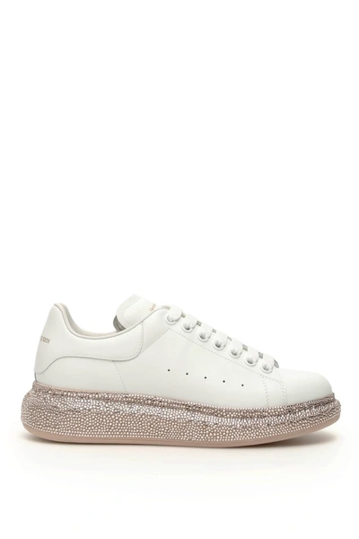 Shop Alexander Mcqueen Oversized Crystal Sole Sneakers In White Light Peach