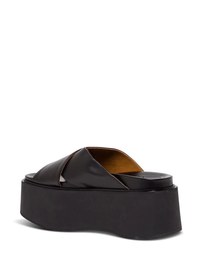 Shop Marni Crossed Sandals In Black Leather