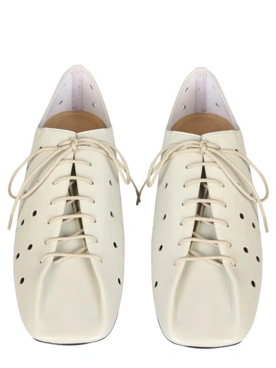Shop Lemaire Flat Derby Shoes In White