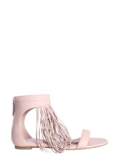 Shop Alexander Mcqueen Sandal With Fringes In Pink
