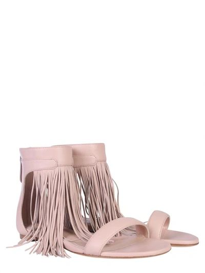 Shop Alexander Mcqueen Sandal With Fringes In Pink