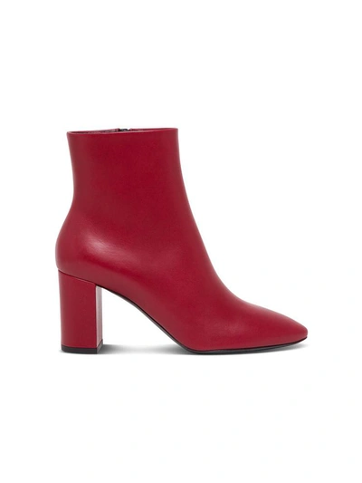 Shop Saint Laurent Lou 70 Leather Ankle Boots In Red