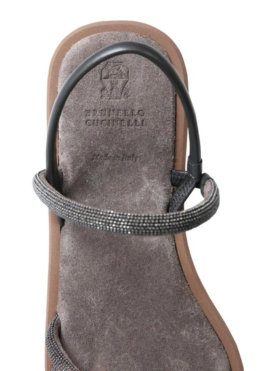 Shop Brunello Cucinelli Suede Sandals In Black