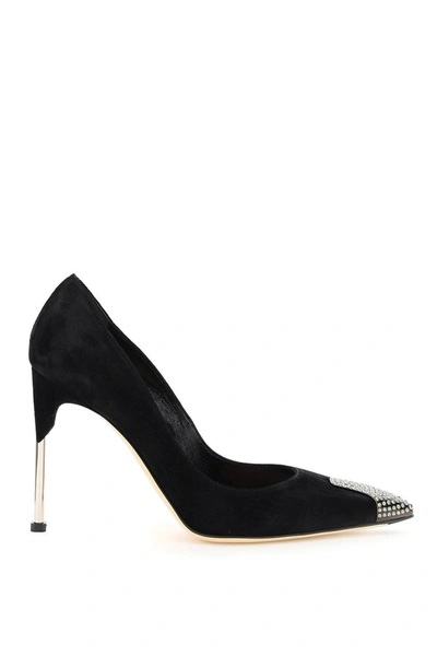 Shop Alexander Mcqueen Pumps With Crystals In Black Silver