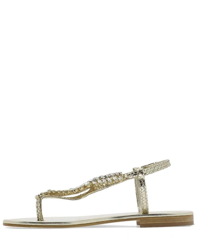 Shop Emanuela Caruso Leather Sandals With Crystals In Gold